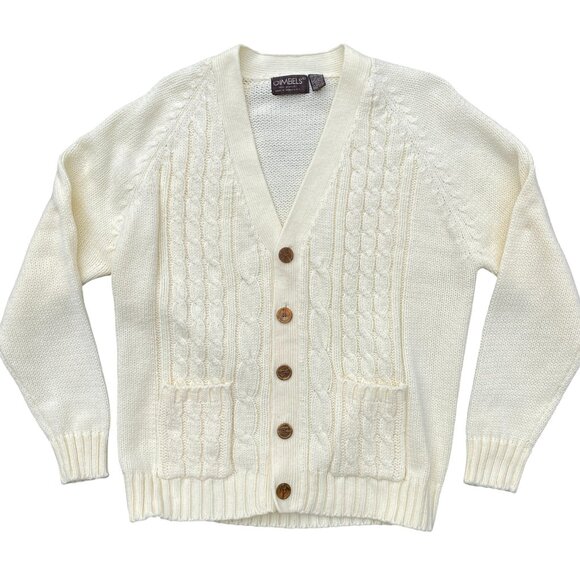 Vintage Cable Knit Fisherman Cardigan Academia Kurt Cobain Old Money Grandpa-XL - Picture 15 of 15
